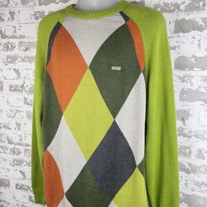 Enyce Wool Blend Sweater Men’s XL Tall Harry Styles‎ Argyle Green Orange Gray